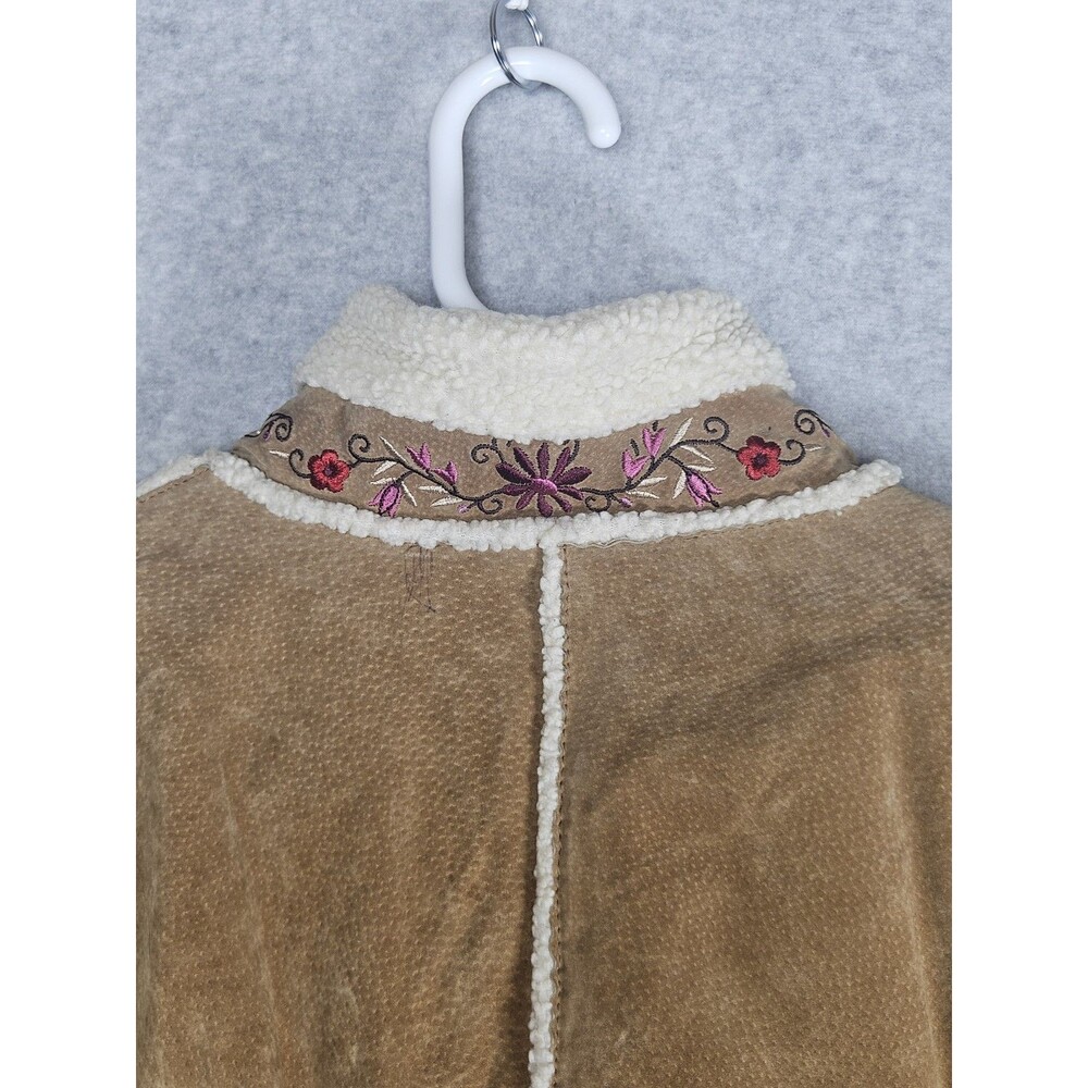 Vintage 90's St John's Bay Sherpa Coat XL Phoebe Buffay Embroidered Suede Jacket - Picture 9 of 16